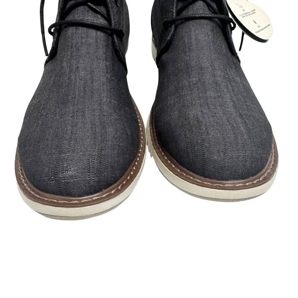 Toms‎ Black Crosshatch Denim Mens Navi Boots Sz 12